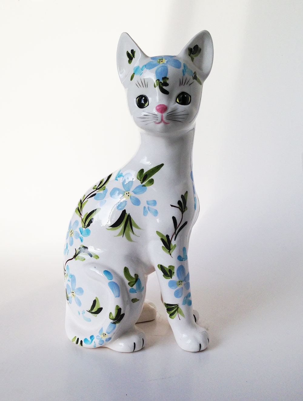  Porcelain  Cat  Figurine  Vintage  Large Ceramic  Statue