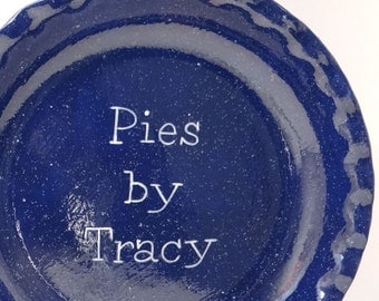 Blue Enamelware Pie Dish - Personalized Pie Plate - Navy Blue Pie Dish - Vintage Look Pie Plate - Enamelware Baking Dish - Ceramic Bakeware