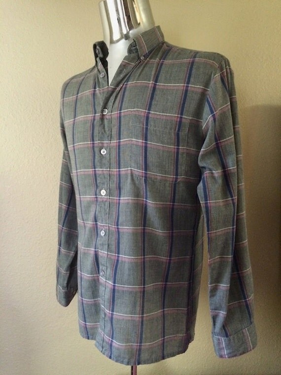 Vintage Men&rsquo;s 80&rsquo;s Sasson Shirt Grey Long Sleeve