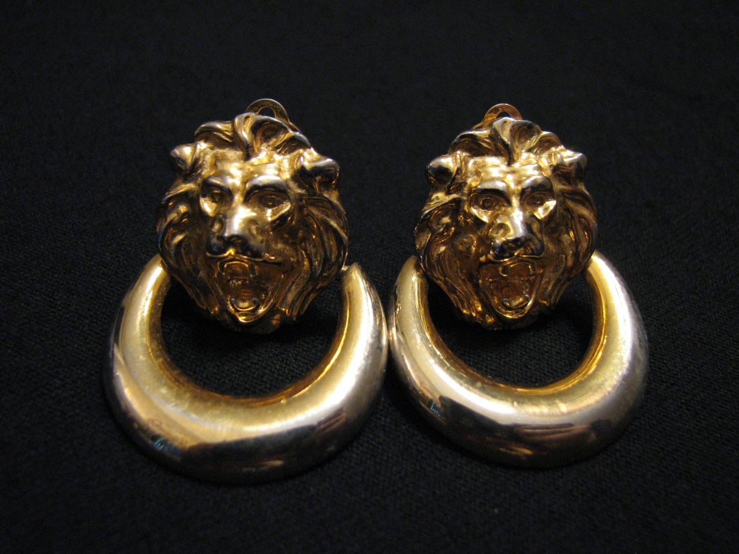 Boucles D'oreilles Clip Vintage Leopard Heurtoir (door Knocker) - Années 80/90, Occasion