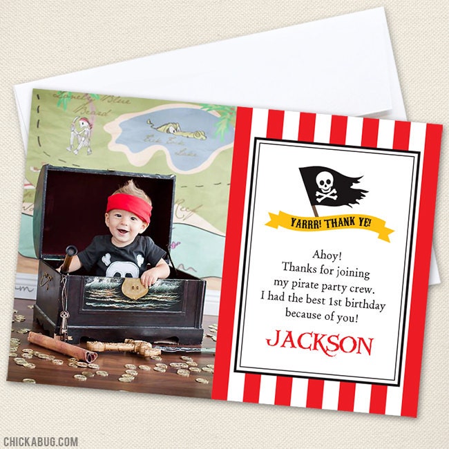 Pirate Party Photo Thank You Cards Professionally printed