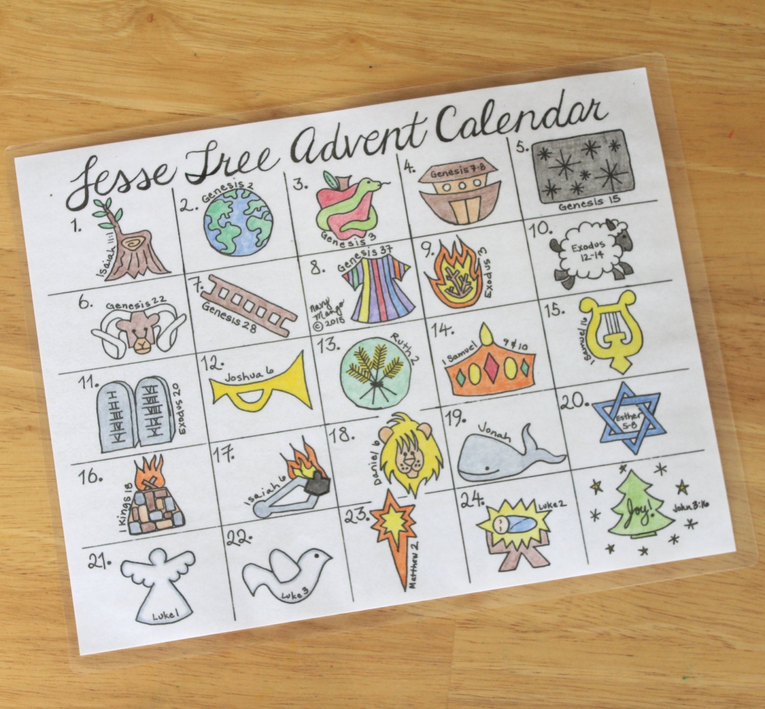 Printable Jesse Tree Advent Calendar by NavyMango on Etsy