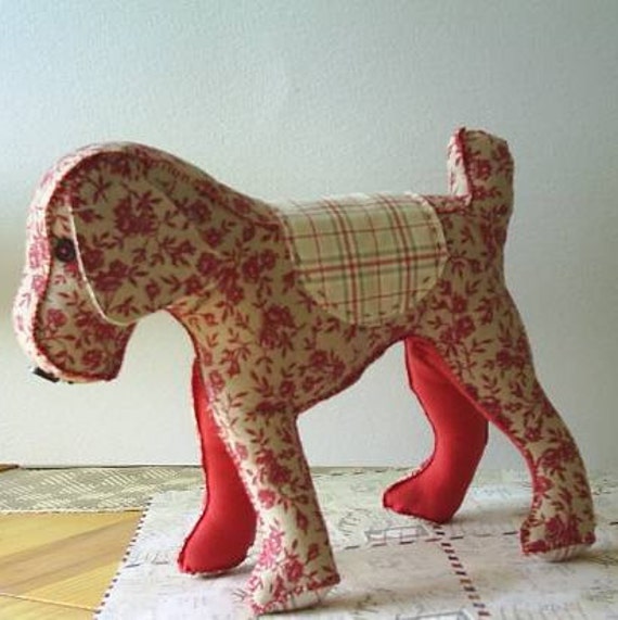 Free standing red fabric dog pincushionsewing aidBertie by fraline