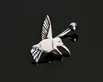 Navel jewel humming-bird / sterling silver / stainless steel 316 lvm / 925 / bird / nature / valentine gift