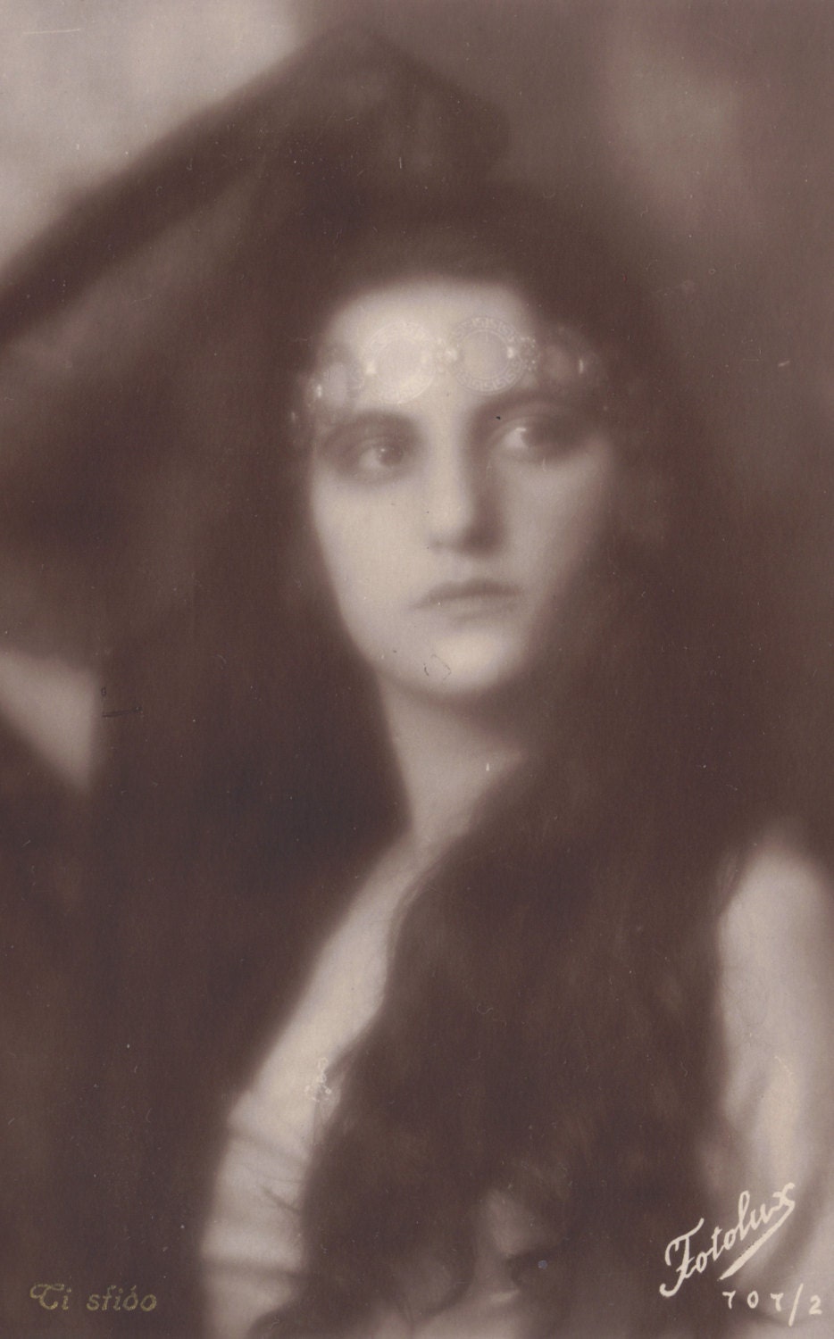 Red Poulaine's Musings: Italian Actress in Soft Focus with Long Hair and  Black Lace I, by G. B. Falci, circa 1920s