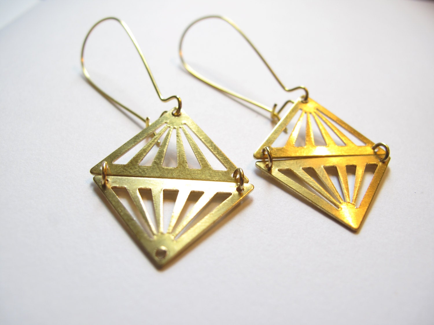 Golden Geometric Earrings    Geometric Earrings    By Fiercedeer