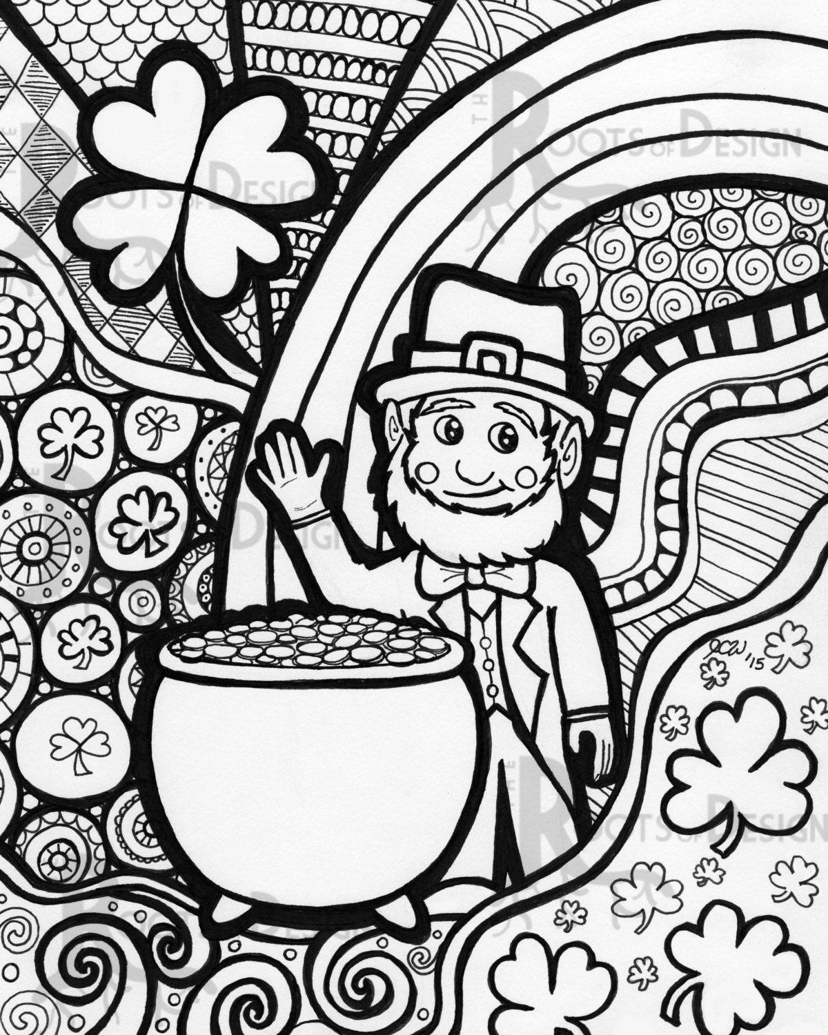INSTANT DOWNLOAD Coloring Page St Patrick s Day By RootsDesign