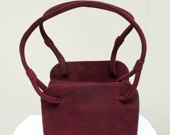 Vintage 1940s Box Purse / 40s Garnet Suede De Liso Debs by Lennox Handbag