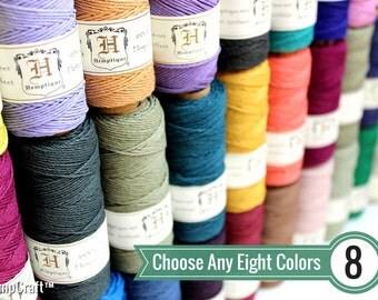 1mm Hemp Twine, 8 Spool Deal, Choose Your Colors, Polished Hemp Craft Cord