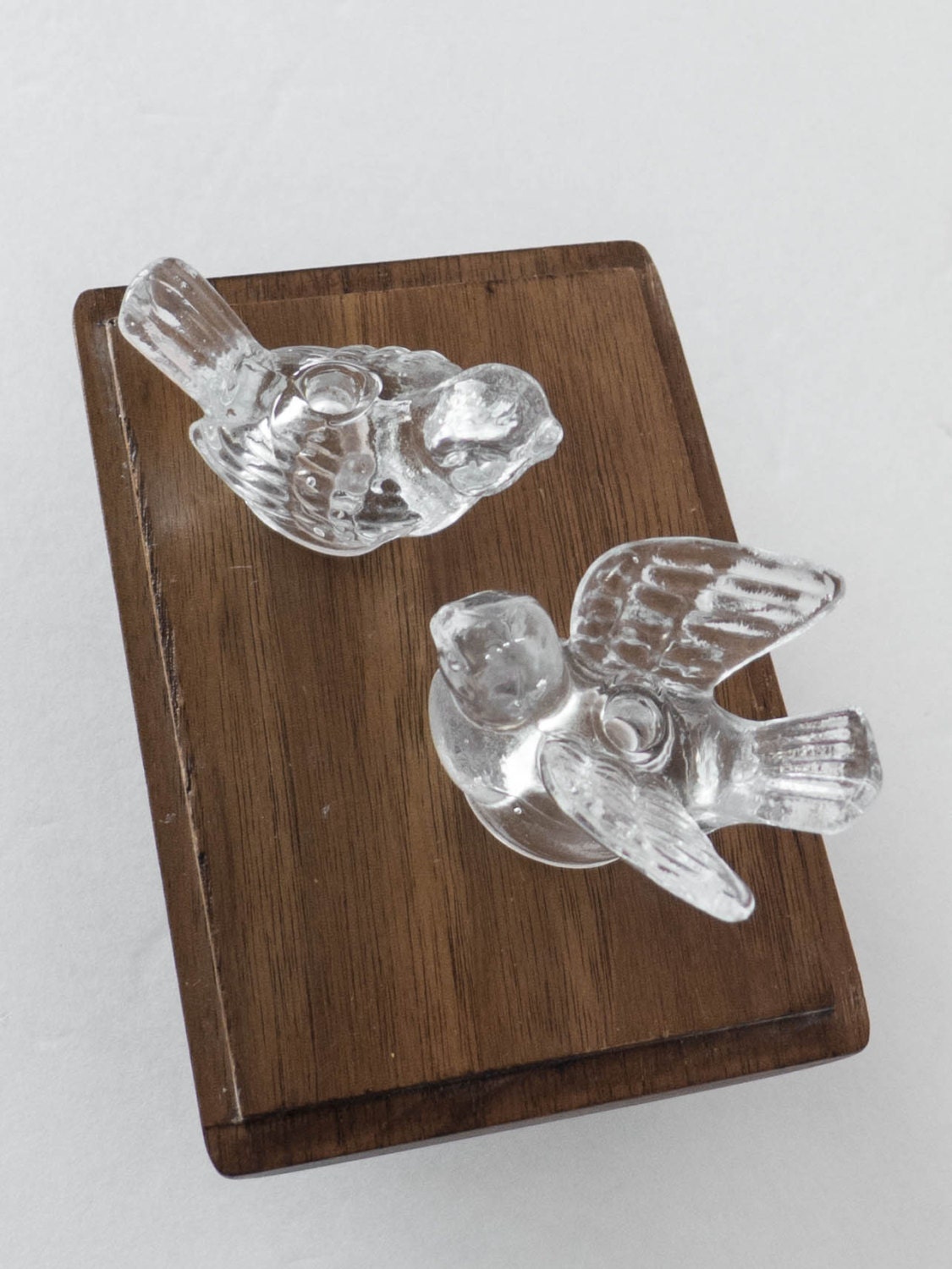 Clear Glass Bird Candle Holders For Small Candles Cottage