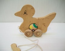 Handmade Vintage Toy, Duck Toy, Wood Pull Duck Toy, Natural Wood Pull 