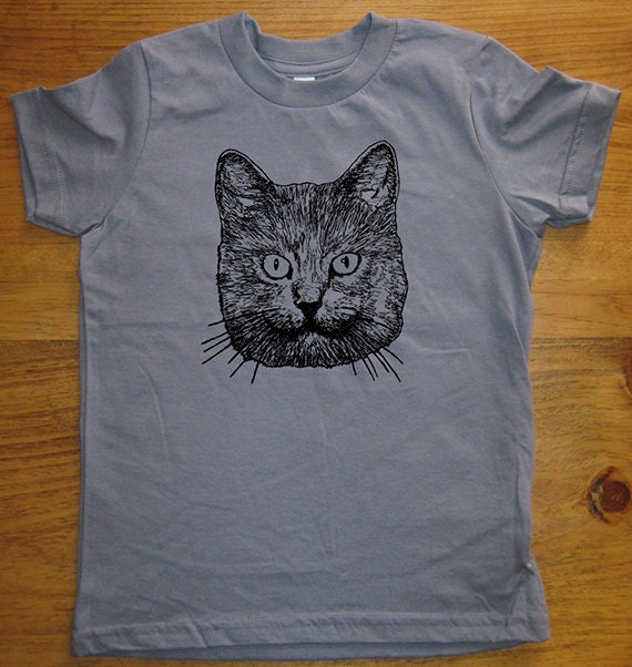 Items similar to Kids Cat Shirt Girls or Boys Shirt Cat Tee 8