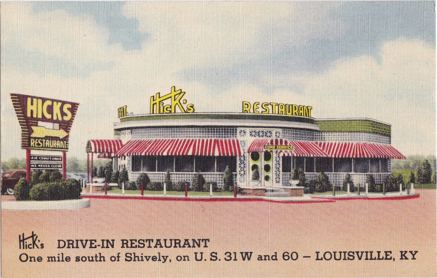 Hick&#39;s Drive-In Restaurant Louisville Kentucky 1940s