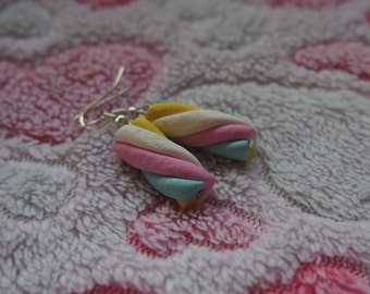 Marshmallow Earrings ( cute earrings food earrings food jewelry food miniature marshmallow funny jewelry gift for girl silver earrings )