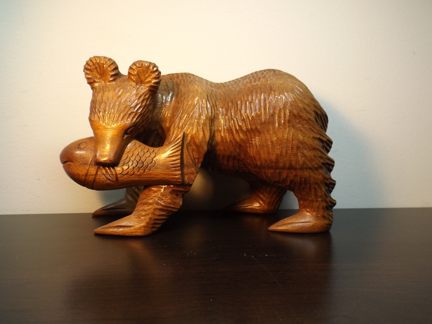 large wooden bear sculpture