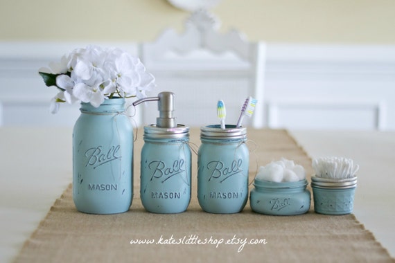 Einmachglas bad kit. bad. blau. von kateslittleshop auf etsy