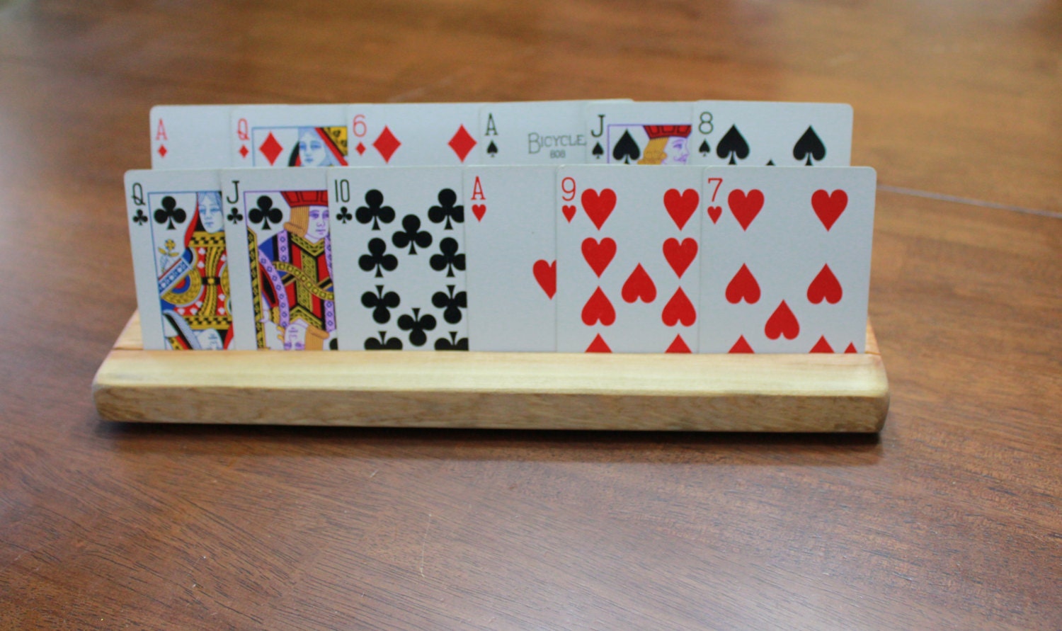 2 row wood playing card holder