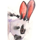 Rabbit print of watercolor painting R0715 - 5 by 7 print