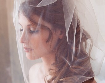 Tulle Veil, Bridal Illusion, Birdcage Veil, Blusher Veil, Bird Cage Wedding Veil, White, Ivory Tulle Bird Cage Veil, 18" or 14" long veil