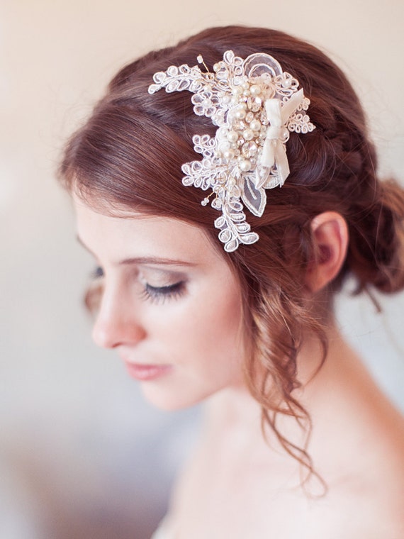 Ivory Lace Wedding Headpiece Lace Bridal Hair Comb Ivory