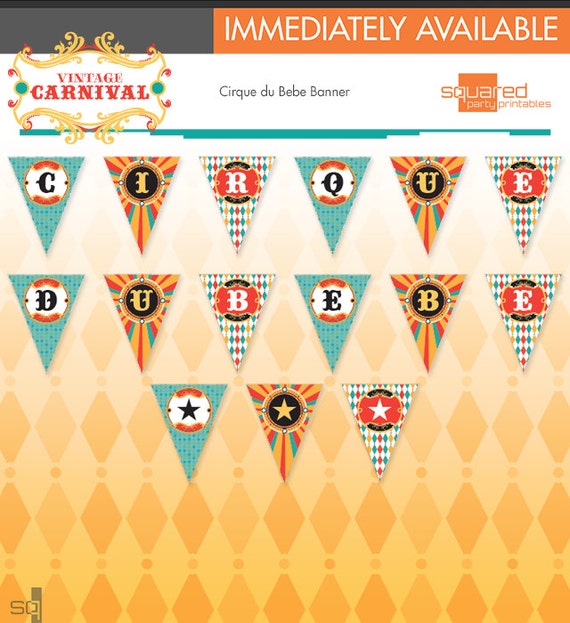 Circus Baby Shower Printable Cirque du Bebe Banner - DIY Print - Do-It-Yourself - Instant Download Il_570xn