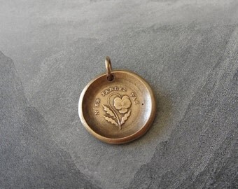 Pansy Wax Seal Charm - Do Not Tell - antique French wax seal charm jewelry in bronze by RQP Studio