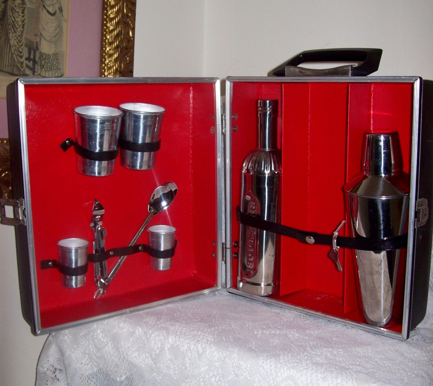 RESERVED for Audrey Vintage Portable Travel Bar w/ by SusOriginals