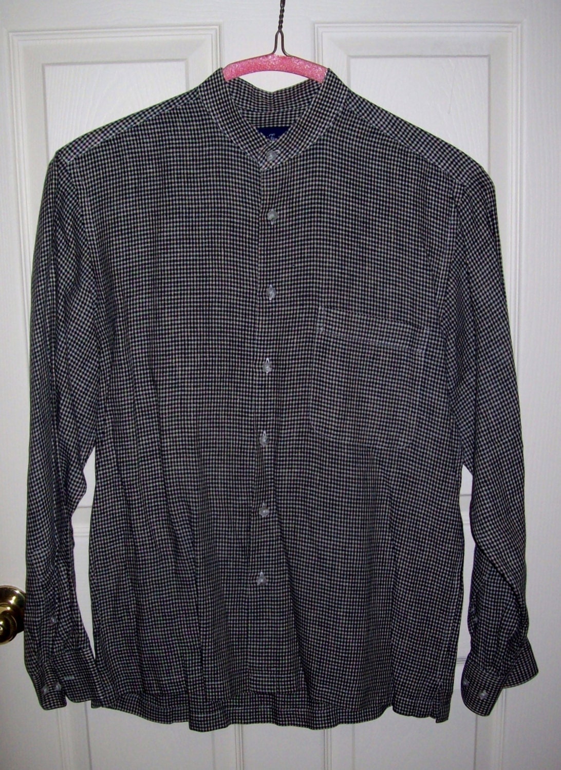 linen collarless shirt mens