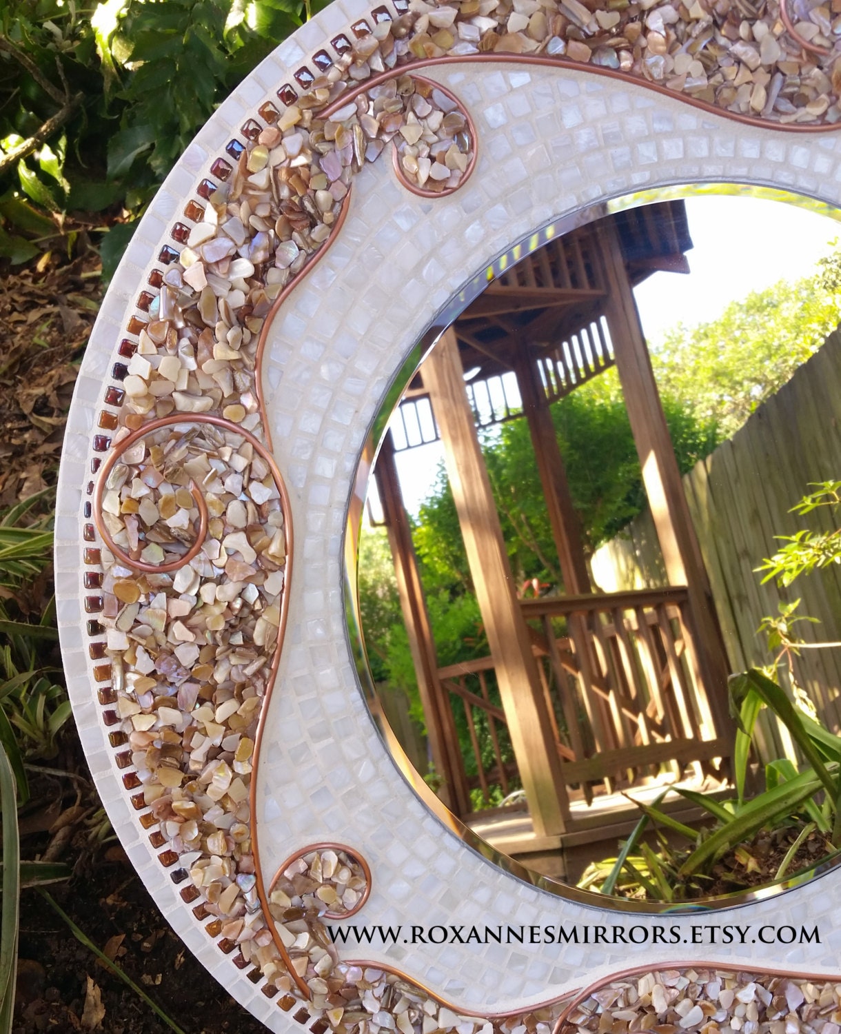 Large Decorative Mosaic Mirror Round Mosaic by RoxannesMirrors