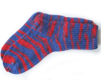 Womens wool socks, blue hand knit socks for women