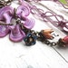Happy Little Flower necklace-retro glass flower, pastel enamel flowers, lavender cotton macrame, brass chain. Jettabugjewelry