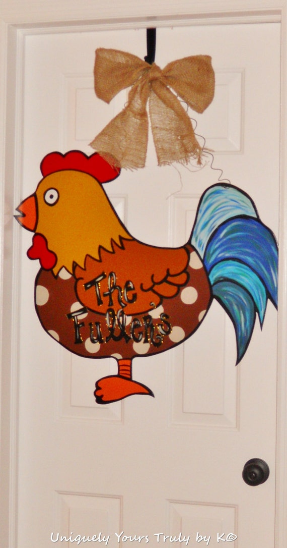 Items similar to Rooster Wooden Door Hanger on Etsy