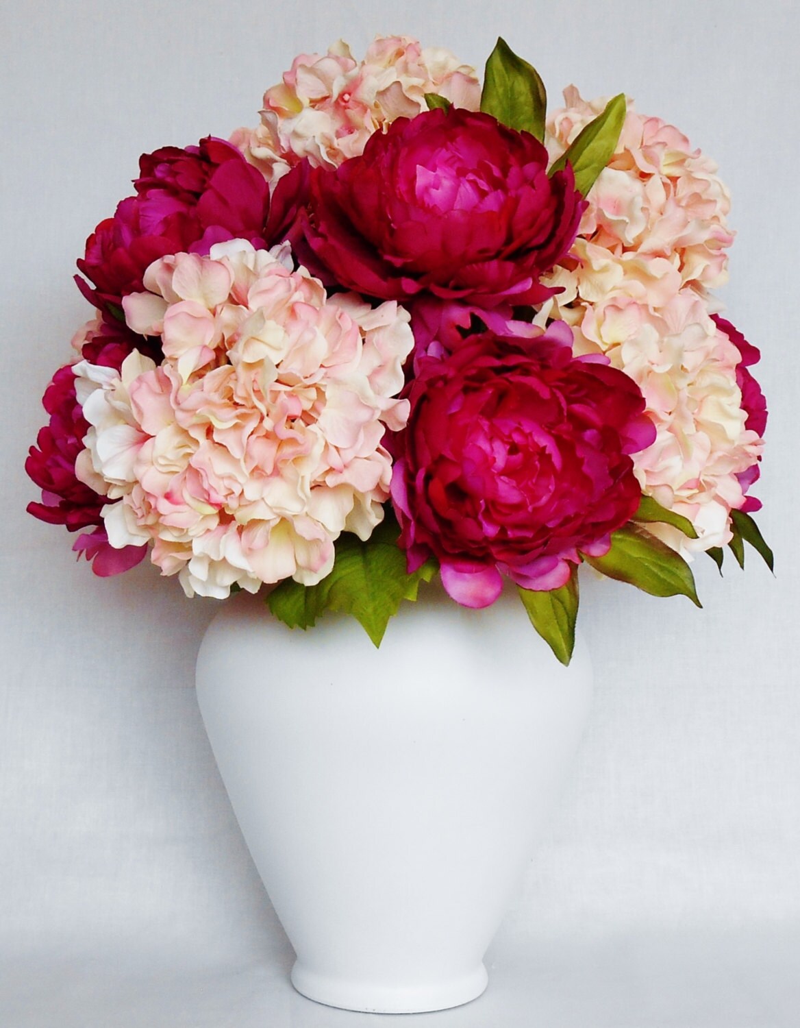 Artificial Flower Arrangement Fuchsia Peonies Pink Hydrangea