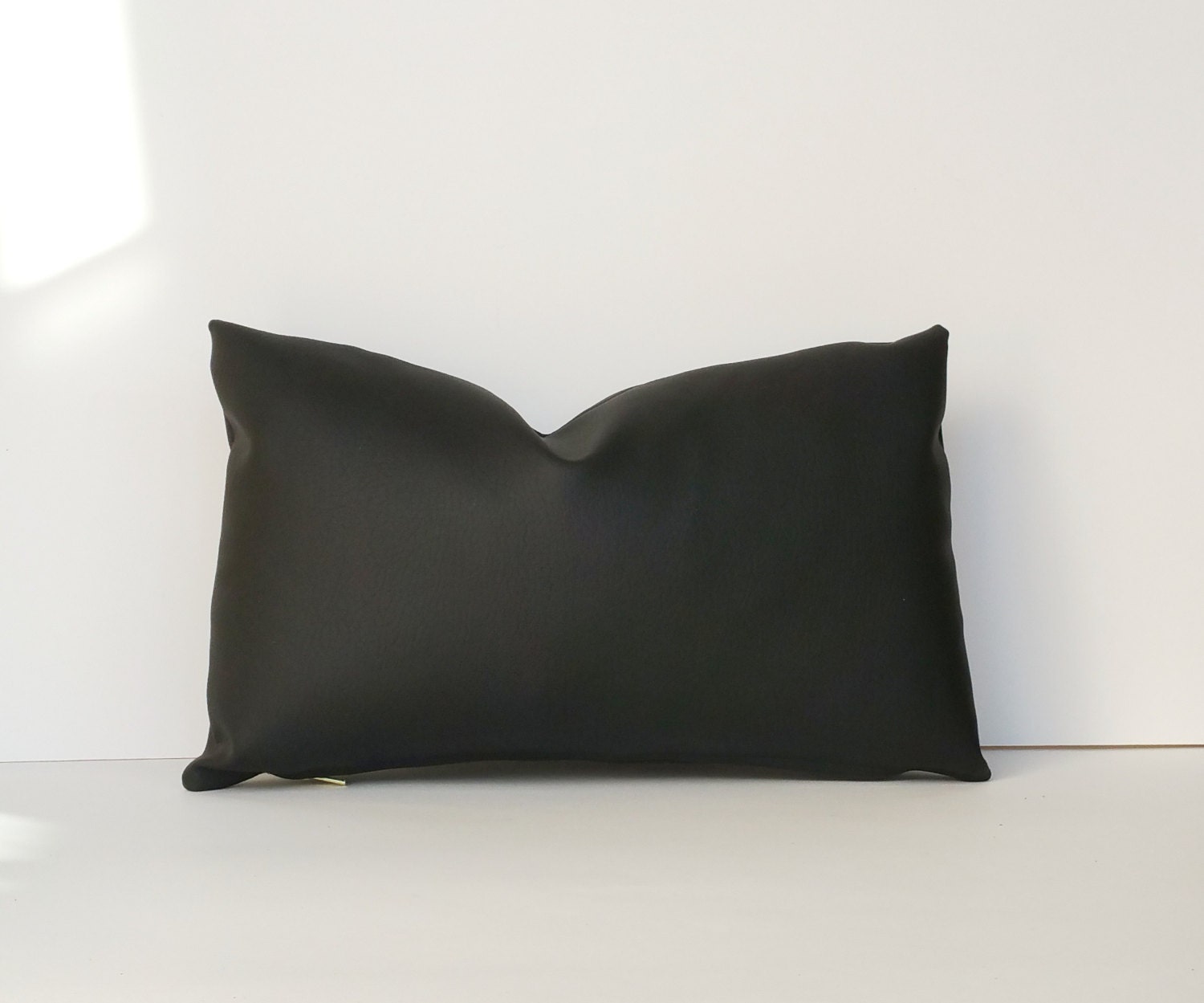 Faux Leather Pillow Cover Black 14 x 24 12x 18 by EAHomeCollection