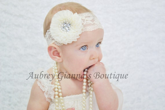items similar to ivory flower headband baby items similar to shabby chic headband christening ivory items similar to ivory flower headband baby items similar to shabby chic headband christening ivory