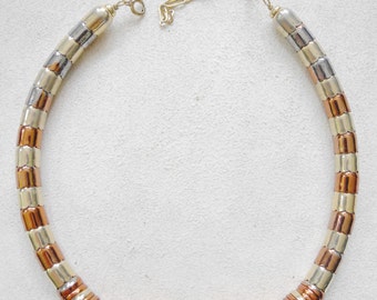 80's rocker/Egyptian style chunky gold and copper coloured metal choker/necklace.