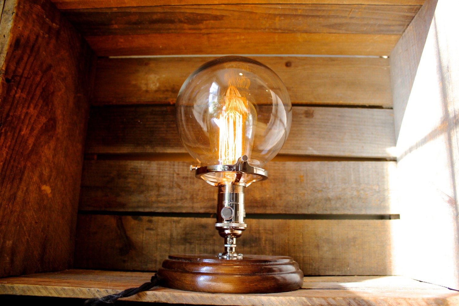 Glass Globe Edison Bulb Table Lamp Industrial Lighting