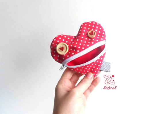 Items similar to Red Heart Shaped coin purse | Zé love letter glutton: funny coin purse ...