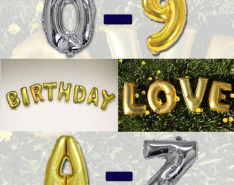 Customized 14" Letter Balloons Gold/Silver Mylar Foil Alphabet A-Z Number 0-9 Balloon
