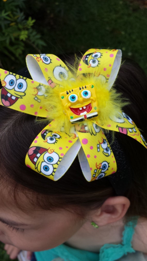 Items similar to Spongebob Squarepants Glitter Headband or Bow on Etsy