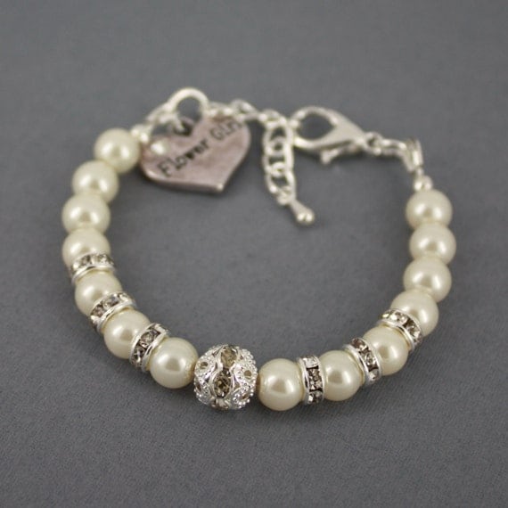 Flower Girl Bracelet, Flower Girl Jewelry, Flower Girls Gift, Ivory
