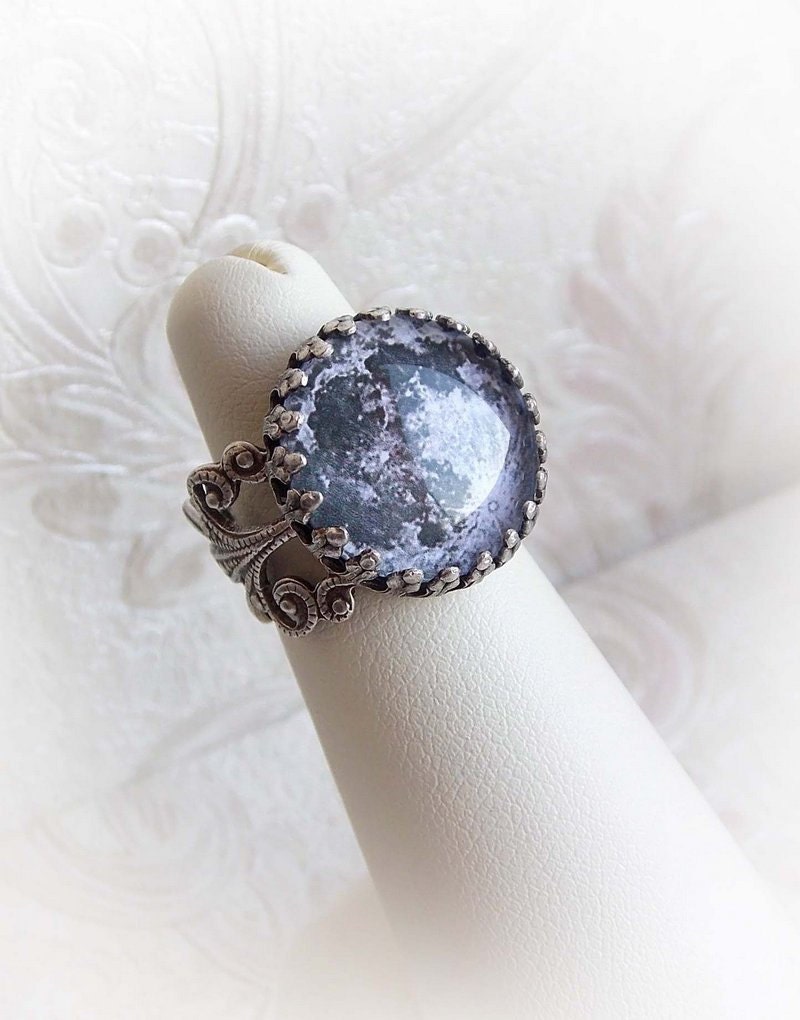 Full moon ring cosmic ornate round ring small ornate victorian