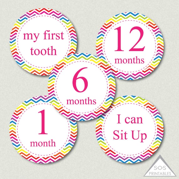 Printable Baby Milestone Stickers Rainbow by SOSPrintables on Etsy