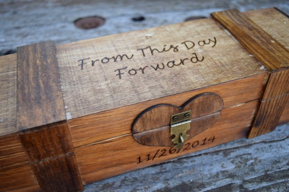 Rustic Wedding Wine Box - Wine Capsule - Wine Box Ceremony - Rustic Wedding Shabby Chic Wedding - Lockable Wine Box - Personalized Wine Box by CountryBarnBabe