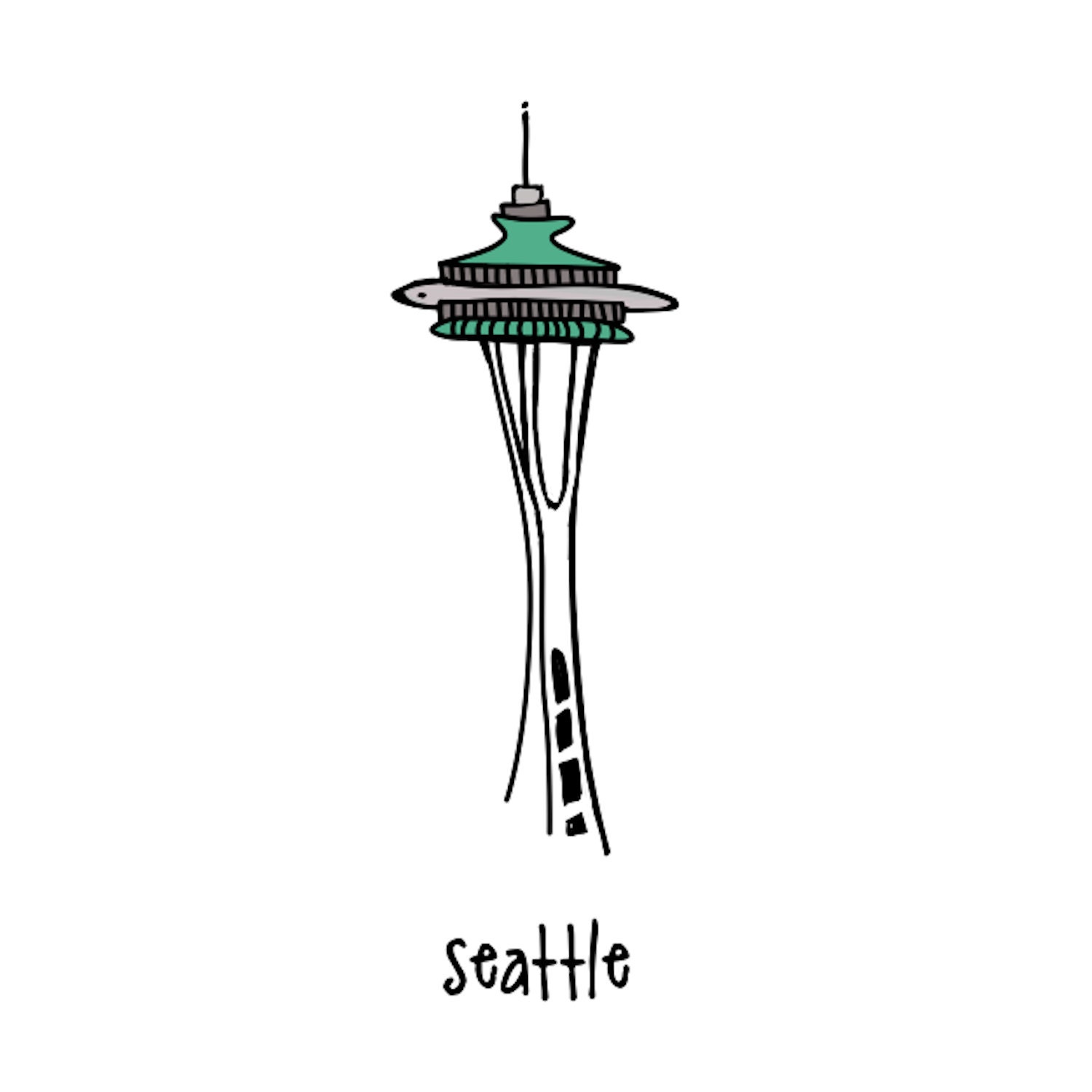seattle. space needle art print. nursery decor. by alexandasher