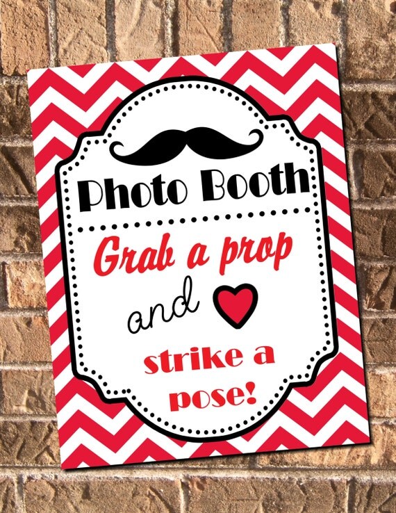 INSTANT DOWNLOAD Valentine Photo Booth Red Chevron Sign Il_570xn
