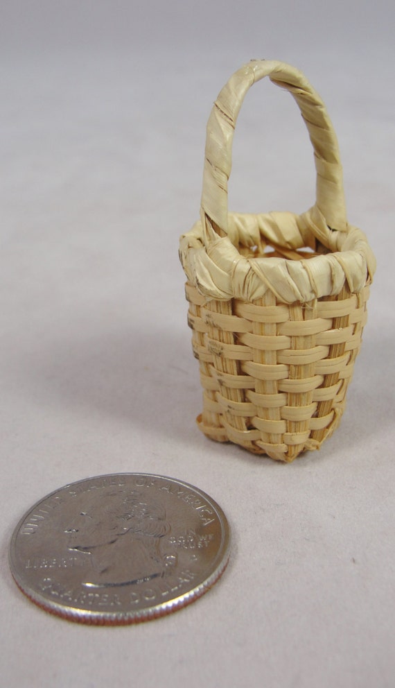 Items similar to Vintage Dollhouse Miniature 112 Woven Basket Finely