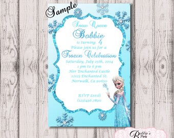 Frozen Invitation Digital File,Frozen Birthday Invitation, Printable, DIY invitation, Birthday Invitation, Princess Invitation,Snowflakes