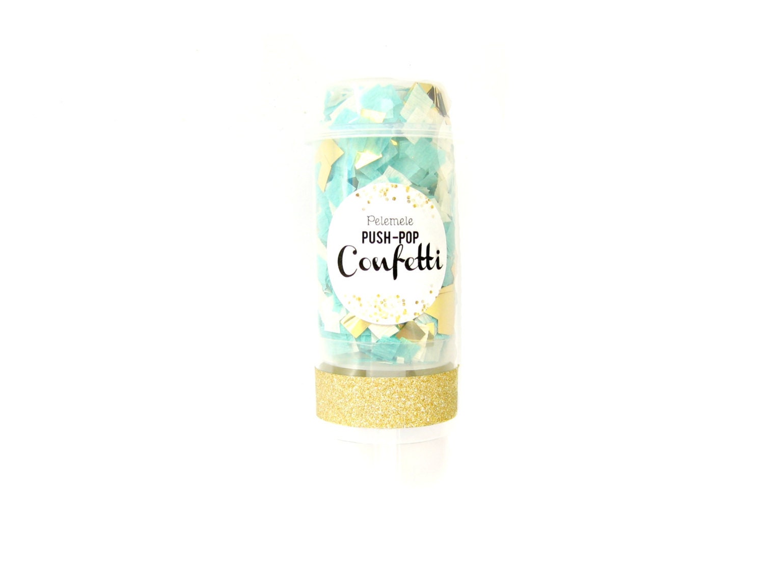 Mint Green Cream & Gold Push Pop Confetti Tissue by Pelemele