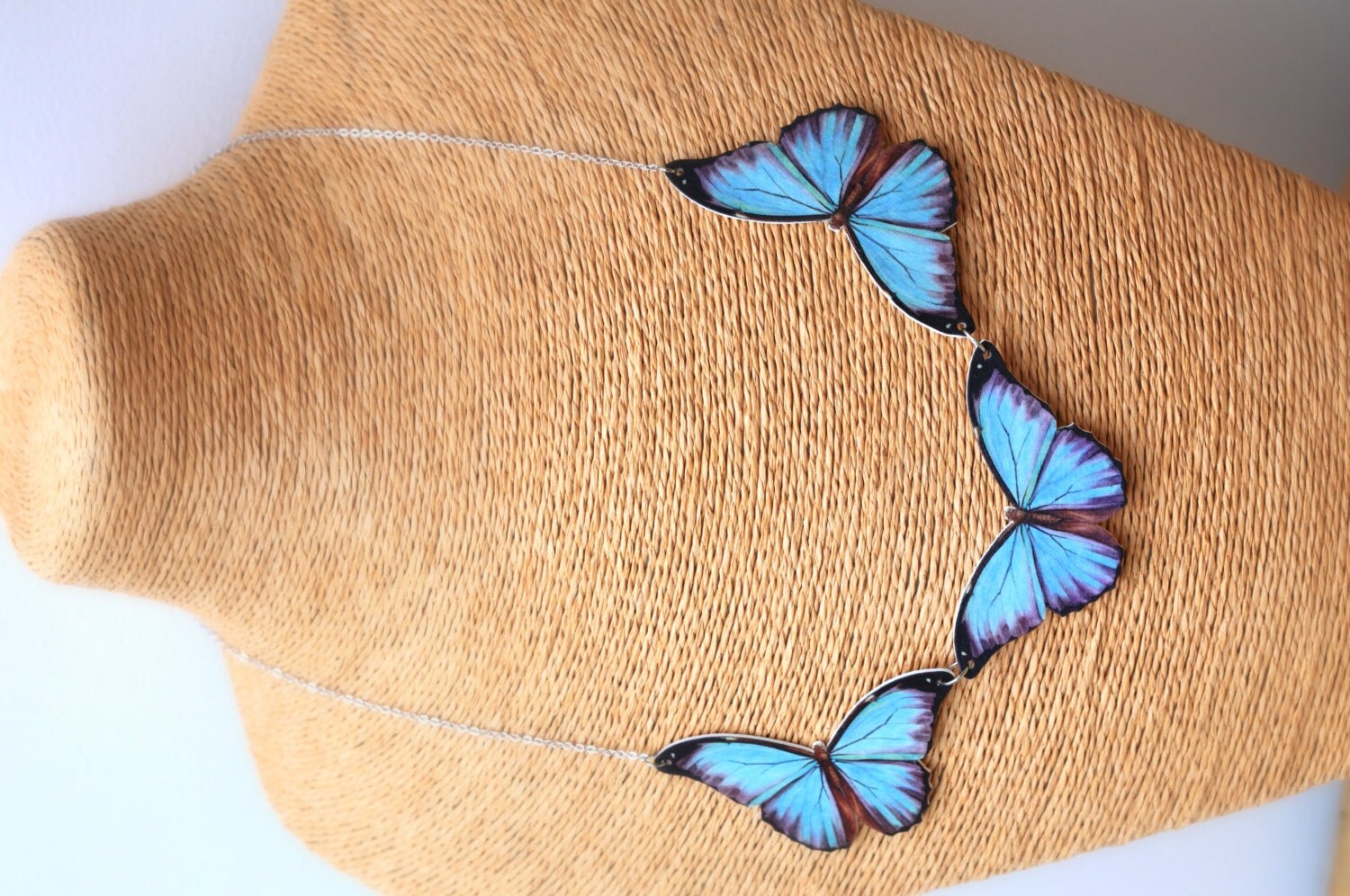 Butterfly necklace blue butterfly necklace indie by FenandCo